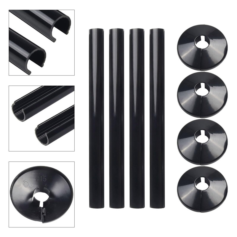 E2trade Black 15mm Radiator Pipe Hole Collars Cover Radsnaps (Pack