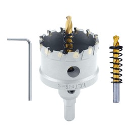 Luomorgo 1-7/8" 48mm TCT Carbide Hole Saw Tungsten Carbide Tipped Hole Cutter with 2 Pcs Titanium-Plated Pilot Drill Bit for Metal Iron Steel Wood Plastic