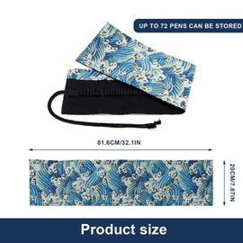 HJIAMA Pencil Wrap Roll, Colourful Pencil Bag, 72 Holes, Large Capacity, Exquisite Edge Sealing Technology, Pencil Case, Suitable for Storing Stationery and Cosmetics, Couleur, Canvas