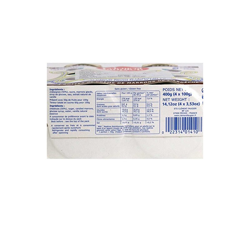 Clement Faugier - Gourmet Chestnut Spread from France, 4-PACK