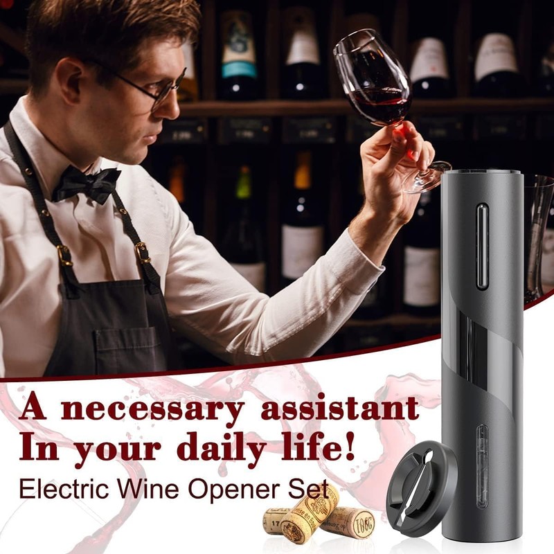Electric Wine Opener, Wine Gift Automatic Wine Opener with Aluminum