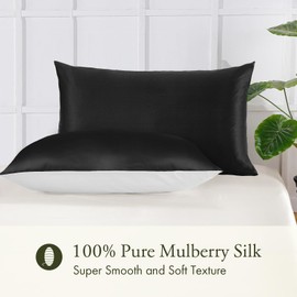 LILYSILK 100% Pure Mulberry Silk Pillowcase for Hair and Skin 19 Momme, Cotton Underside, Soft Pillow case Cover with Hidden Zipper 1Pc, White, Standard 20x30 inches (50x75 cm)