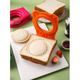 Kid's Uncrustable Sandwich Maker- Cutter and Sealer Stainless Steel Uncrustable Bread Cutter with Cleaning Bush and 12 Silicone Cupcake Liner (orange)