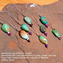 ildsjela I AM BALANCED December Genuine Turquoise Gemstone Nugget, Ruby, Pyrite, and .925 Sterling Silver Throat (Vishuddha), Heart (Anahata), Solar Plexus (Manipura) Chakra Reiki Healing Necklace