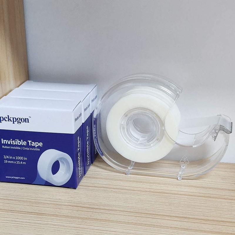 Pckpgon Hand Use Desktop Tape Dispenser, Transparent Plastic Lightweight and