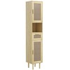 HOMCOM Tall Bathroom Storage Cabinet with Rattan Doors, Freestanding Bathroom