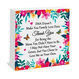 Stepmom Gift Mothers Day Birthday Gifts for Bonus Mom Wooden Plaque Box Sign Step Mom Gifts from Daughter Son Thank You Gift for Stepmother Mother In Law Thanksgiving Christmas Wood Box Sign Decor