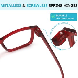 Reducblu Oversized Reading Glasses Metalless Screwless Spring Hinges 6 Pack Large Readers for Men(+3.00)