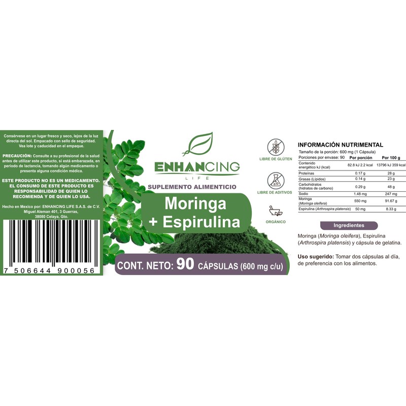 Moringa y Espirulina | Maxima Absorción | Formula PREMIUM |