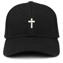 Trendy Apparel Shop Cross Embroidered Youth Size Kids Structured Baseball Cap - Black