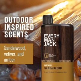 Every Man Jack Sandalwood Hydrating Body Wash for Men, Naturally Derived, 16.9