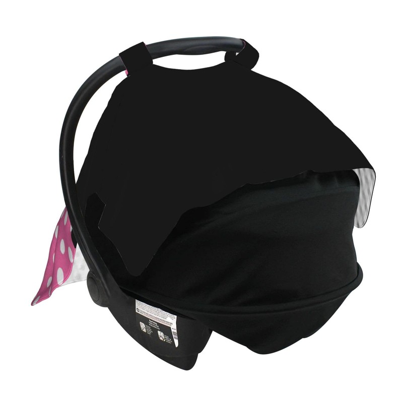 Pink Black Bow Polka Dot Car Seat Canopy Cover, Universal
