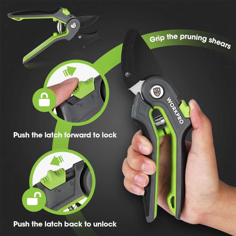 WORKPRO Anvil Pruning Shears, 8’’ Professional Gardening Hand Pruner with