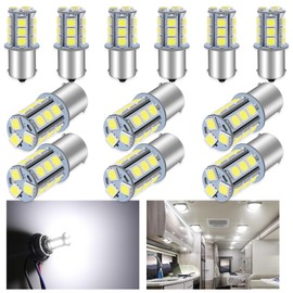 Alopee 12 Pack 1156 LED Bulb White 1141 LED Bulbs RV Interior Lights DC 12V 1156 Bulb Replacement for BA15S P21W 7506 1003 93 5007 5008 LED Bulb Camper Trailer Boat RV Light Bulbs 5050 18SMD