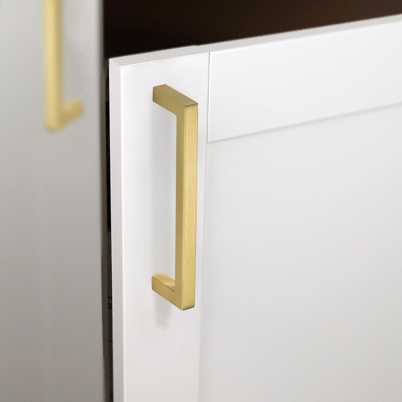 TUNNY 10 Pack Kitchen Square Cabinet Handles -6.3"/160mm Gold Brushed