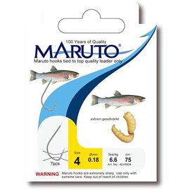 Maruto Bee Maggot Hooks Tied 0.18 mm 6 Fishing Hooks for Trout, Trout Hooks, Hooks for Trout, Trout Fishing, Size: 6