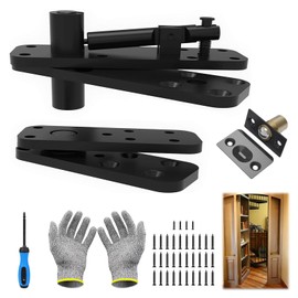 Heavy Duty Hidden Pivot Hinge - 570LB Load Bearing, 360° Rotation Invisible Door Hinge for Murphy Door Kit, Bookcase, Secret Door & Cabinet, Includes Hardware Kit (Black, 2 Pack)