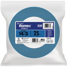 Southwire 63946821 25' 14/3 with ground Romex brand SIMpull residential indoor electrical wire type NM-B; White