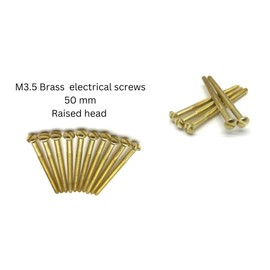 Pack of 10 Electrical Screws 50mm Brass M3.5 Thread Diameter Raised Slotted Head Long Screw for Socket Switch Plate Sockets Outlet Cover Electric Panel Fixings DIY Projects