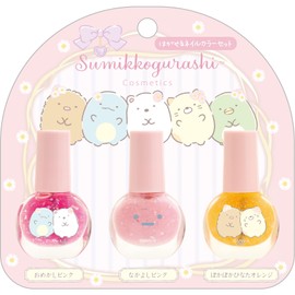 San-X Sumikko Gurashi Removable Nail Color Set, Omeshi Pink, Nakayoshi Pink, Pokapoka Hinata Orange FE39701