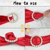 FHUIEWRY 8PCS Pearl Rhinestone Scarf Ring Clips, Glitter T-shirt Ties