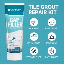 Tile Grout Repair Kit, Black Grout Filler for Bathroom, Kitchen, Rstore & Renew Tile Joints Line, Triple Protection, Fast Drying Shower Grout with Tools(Black, 5.29oz/150g)