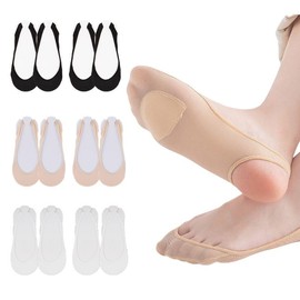 6 Pairs No Show Sock for Women Ultra Low Cut Invisible Socks Thin Invisible Boat Socks Breathable Elastic Strap Ice Silk Half Toe Footsie Flat Non Slip Pop Sock for Ladie High Heel Loafer