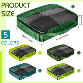 Bulyoou 5 Pcs Packing Cubes for Suitcase Large Travel Cubes Carry on Luggage Organizer Bags for Clothes Accessories(Green)