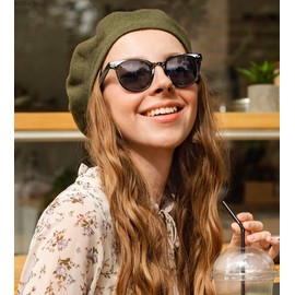 FEISEDY Round Reading Sunglasses for Men and Women Stylish Glasses with Readers B0113 Green 1.0x