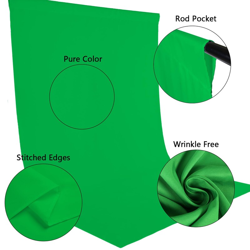 Zdada Green Backdrop Screen Background，5x7ft/1.5x2.1M Collapsible Background Photography，Washable Polyester Photography