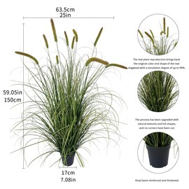 AfanD Artificial Plant 5ft(57in) Tall Artificial Grass Plant,Faux Plants Indoor Home Decorative Artificial Plants & Flowers in Pot Fake Plant,