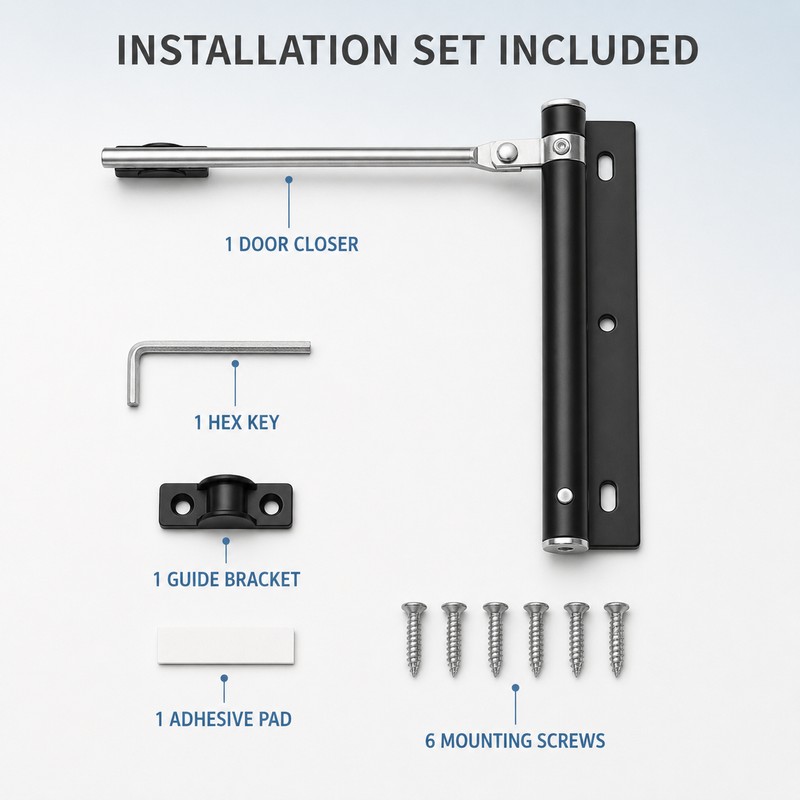 Adjustable Zinc Alloy Automatic Door Closer with Arm & Screws