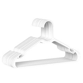 Simple Deluxe Plastic Hangers 30 Pack, Space Saving Clothes Hangers with Non-Slip Shoulder Notches, Lightweight and Slim Closet Hanger for Coats, Sweater, Shirts, Pants, White