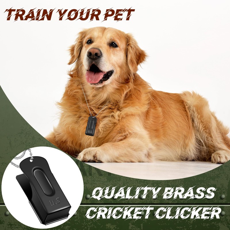 Jenaai 3 Pieces Brass Dog Training Clicker Necklace Signaling Cricket