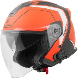 Bogotto H586 BT Illus Bluetooth Jet Helmet, Matte Black / Orange, XS
