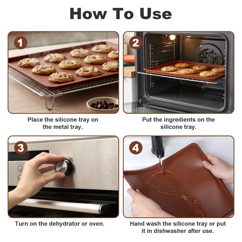 6 Pack Silicone Dehydrator Trays Compatible with Cosori CP267-FD, 12"