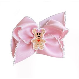 Minnie Gingerbread Christmas hair bow, Pink Festive Holiday Accessory for Girls and Women, Cute and Unique Stocking Stuffer