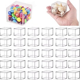 Gonice Clear Acrylic Box with Lid, 30 PCS 2.2x2.2x2.2 Inch Plastic Box for Organizer Storage Box for Candy Pill and Tiny Jewelry (30)