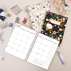 SKYDUE Monthly Planner 2026-2027, 24 Months Calendar Planner 2026-2027, 7.5" x 10" B5 Planner, Twin-wire Spiral Bound, Durable Waterproof Cover, Thick No-Bleed Paper, Floral