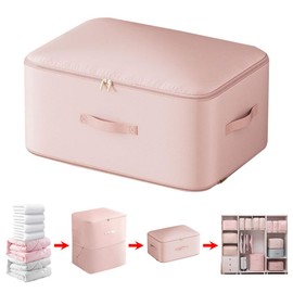 Ultra Space Saving Compression Storage Bags, Space Saving Bags, Large Capacity Organizer for Comforters, Blankets, and Clothes, Vacuum Seal Bags(Pink)