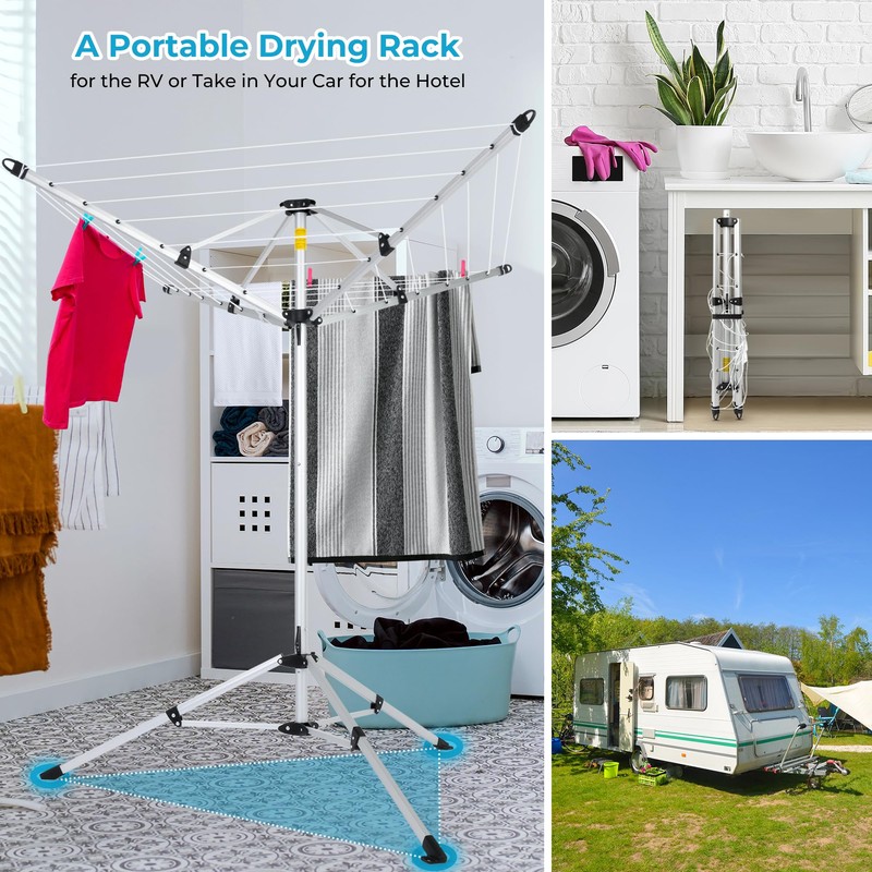 JS HANGER Drying Natural Clothes Airer Outdoor Portable 4-arm Aluminum