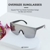 FEISEDY Mirrored Oversized Rimless Sunglasses for Women Men Flat Top