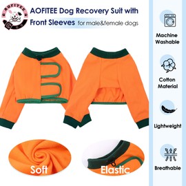 AOFITEE Dog Recovery Suit for Front Legs, Breathable Leg Sleeve Right Left Thigh, Anti-Licking Wounds Sleeves Dog Elbow Brace Protector, Leg Cover for Joint Pain Great Cone Alternative Orange S