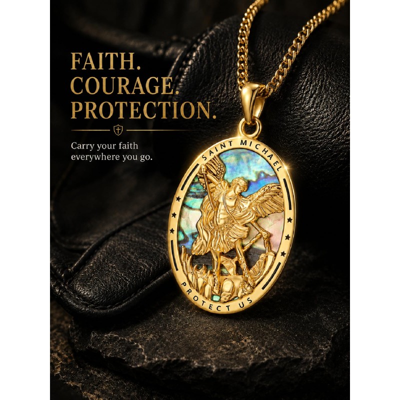 Grmdit St Michael Pendant for Men 925 Sterling Silver Saint