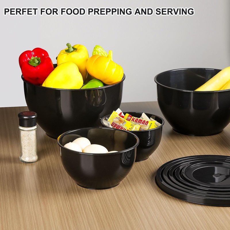 Greentainer Plastic Mixing Bowls with Lids Set for Kitchen, Nesting