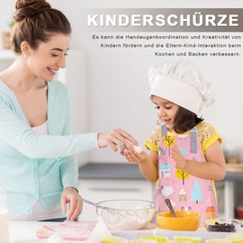 Voarge Children's Cooking Apron Set, Adjustable Apron Children for Kitchen, Cooking, Baking, Painting Party, Children's Apron for 6-9 Years, Boys and Girls, Dinosaurs