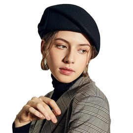 HIMESPORT Black Church Hats with Bowknot for Women Lady Elegant Wool Felt Berets Cap Ladies Stewardess Cocktail Tea Party Dress Hat