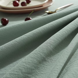 rismart Lotus Effect Linen Tablecloth, Easy Care, Washable, Green, 120 x 120 cm
