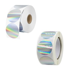 2 Rolls of Laser Label Stickers, Round Holographic Thermal Stickers, Gradient Waterproof Stickers, 3D Printing Label Stickers, Handmade DIY Label Stickers