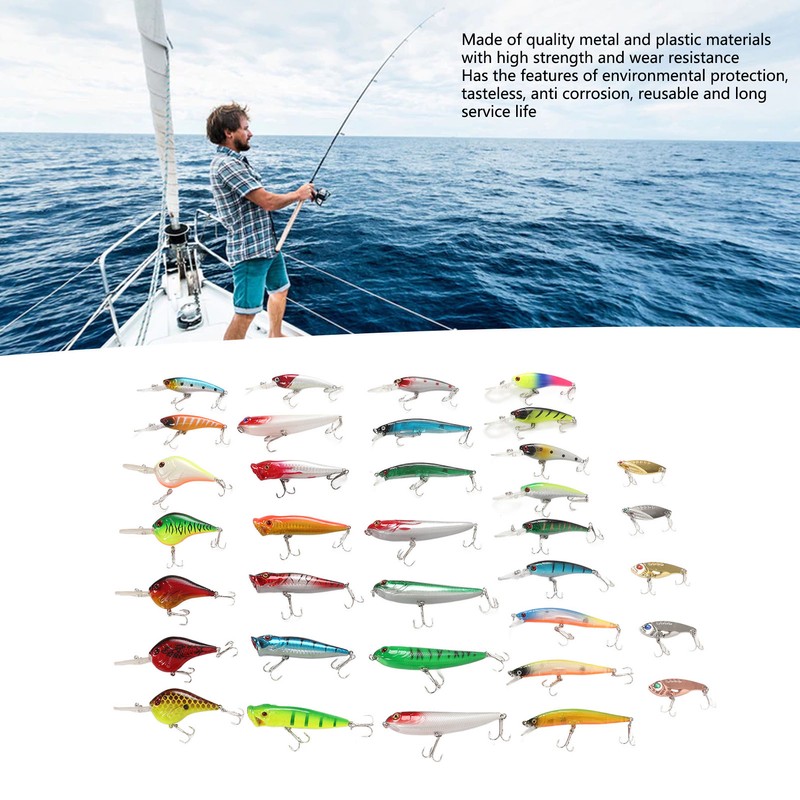 35Pcs Simulation Hard Bait Mixed Minnow Fishing Lure Kit Minnow